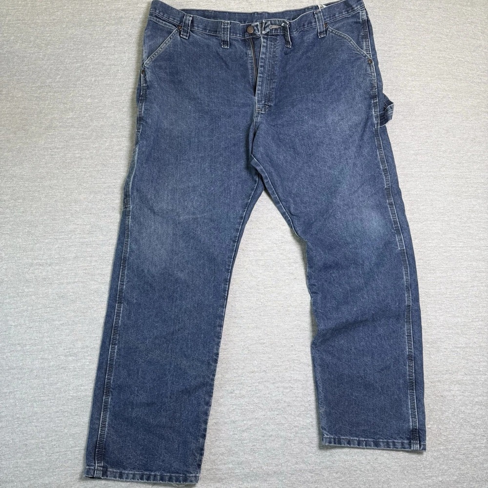 Wrangler Men's Carpenter Jeans 44x32 Blue Utility Work Denim Relaxed Fit